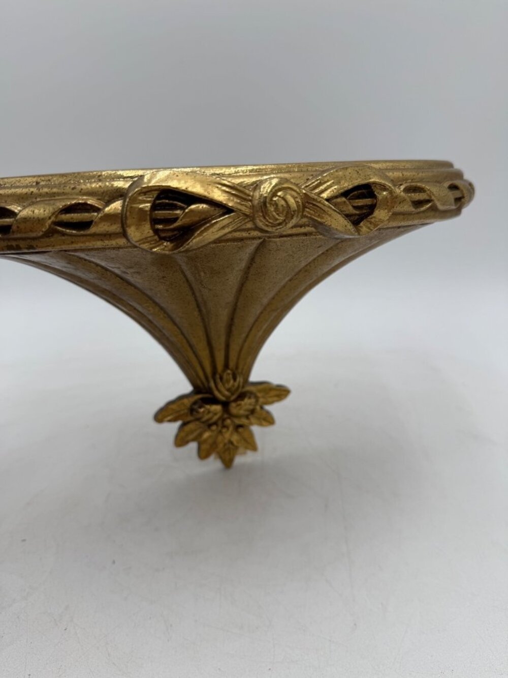Vintage Burwood Gold Wall Shelf Half Moon MCM Hollywood Regency
